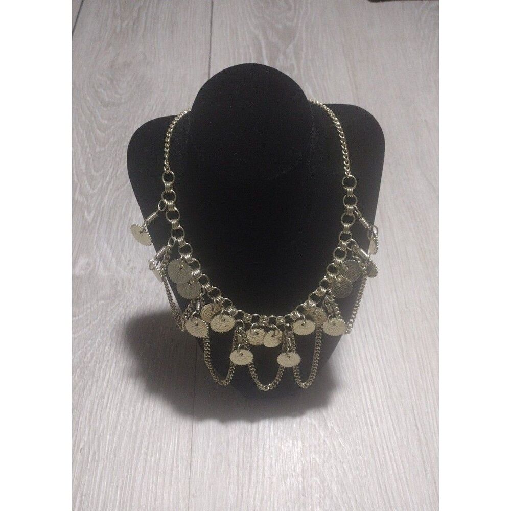 Boho Cha‑Cha Coin Necklace – Gold Tone Layered Chain Statement Jewelry